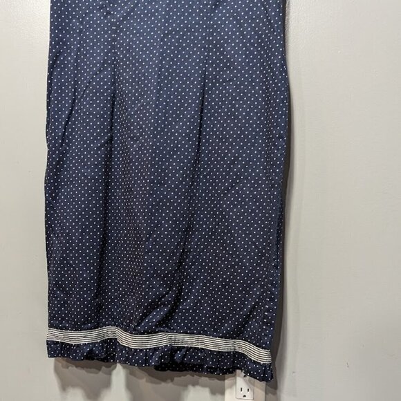 Talbots Navy Blue and White Polka Dot Sleeveless Dress with Ruffle Bottom Size 8 - Picture 5 of 8